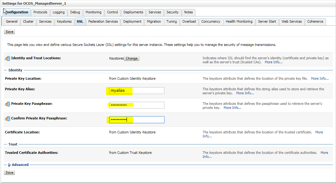 OCDS Managed Server SSL
